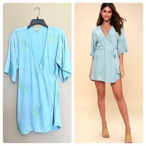 Amuse Society To The Tropics Embroidered Wrap Dress